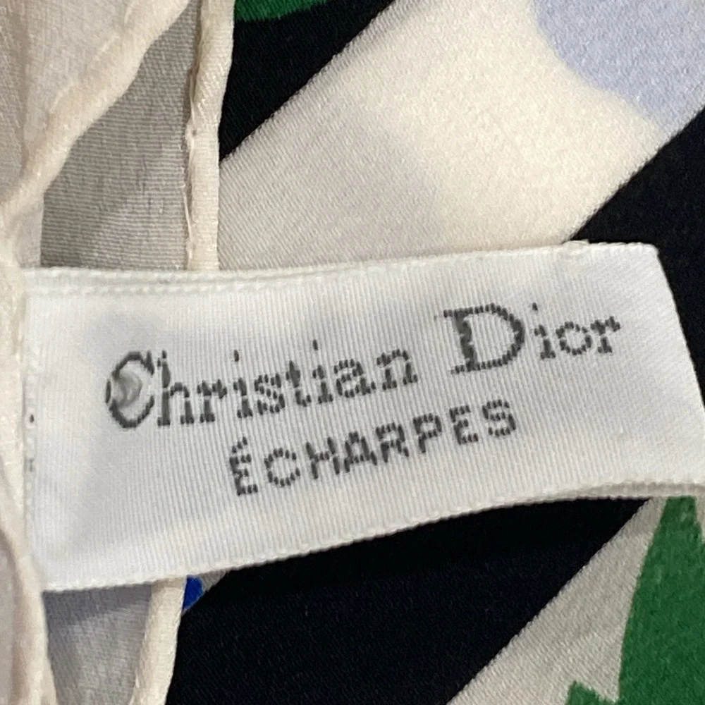 Christian Dior stole scarf 🧣 silk blue roses 🌹 vintage 80’s 58” by 11.5”